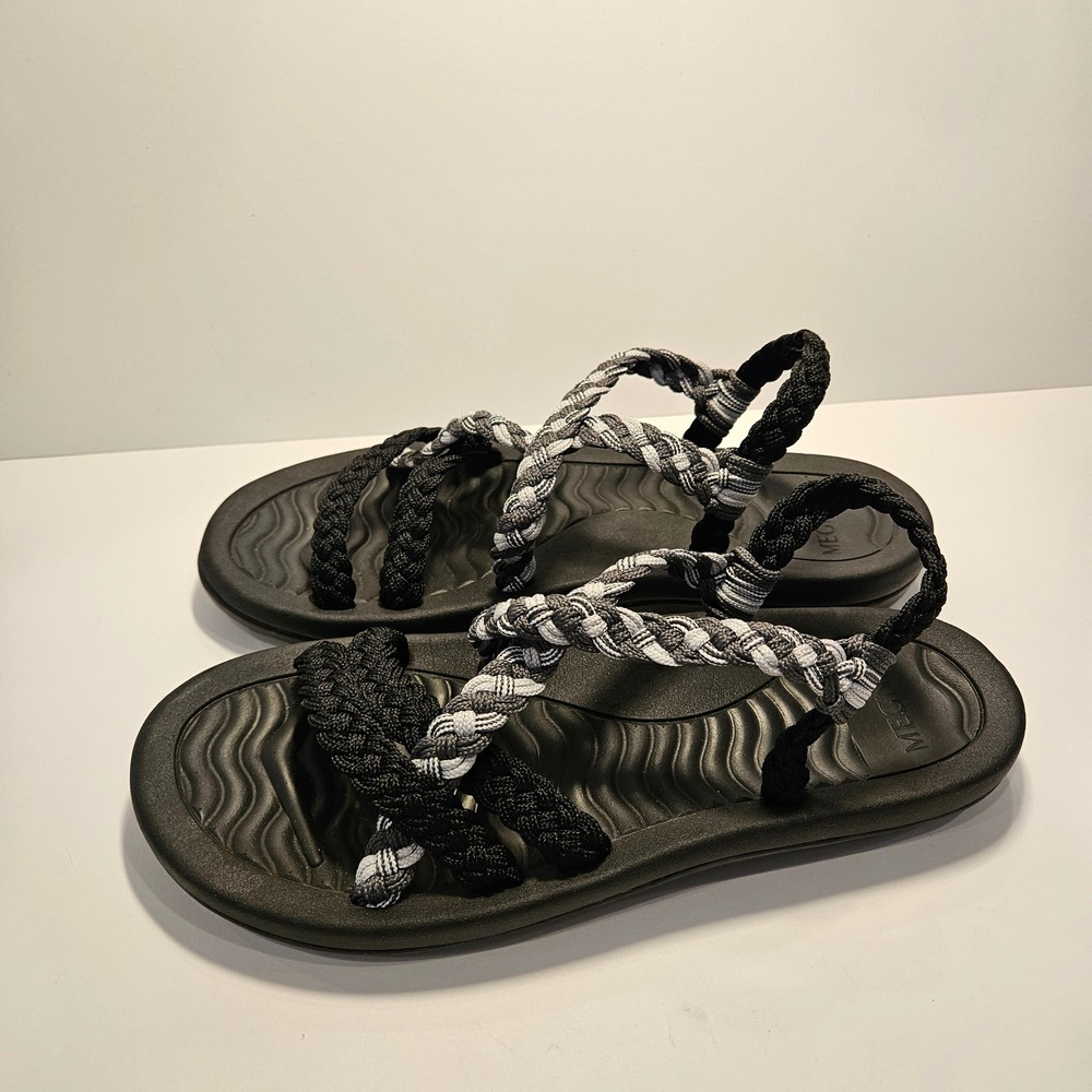 Megnya Women Black Grey Braided Walking Sandals Size 10 Comfort Strappy Hiking